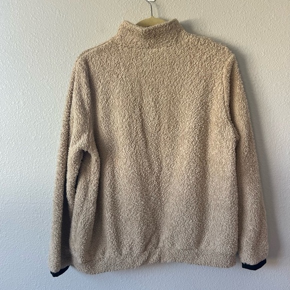 Tan Teddy Quarter Zip Mock Neck Pull Over Sweater- Size Medium - Picture 5 of 7